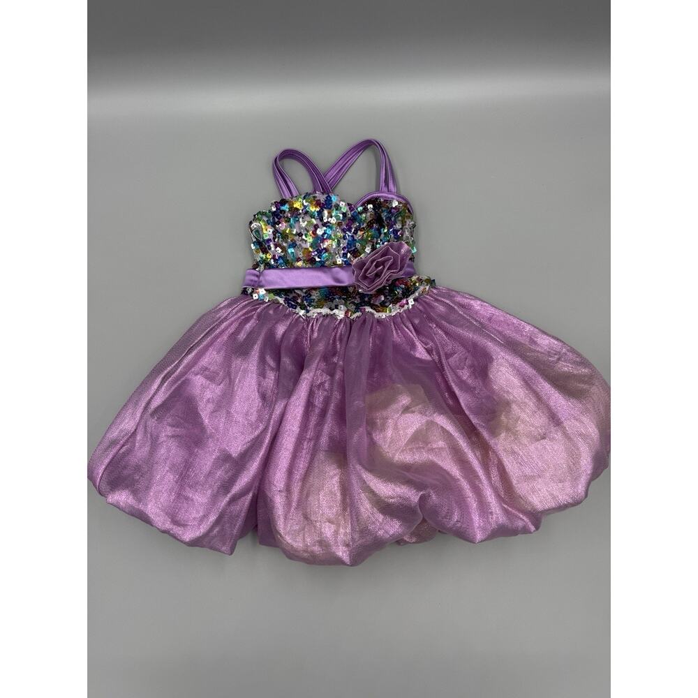 Weissman Costume Dress Girls Purple Sequin W/ Flower Tutu Style Formal Size SC
